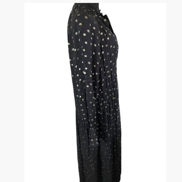 Zara Front-Button Gauze-y Shirtdress with Metallic Accents Size Medium  EUC - Picture 4 of 13